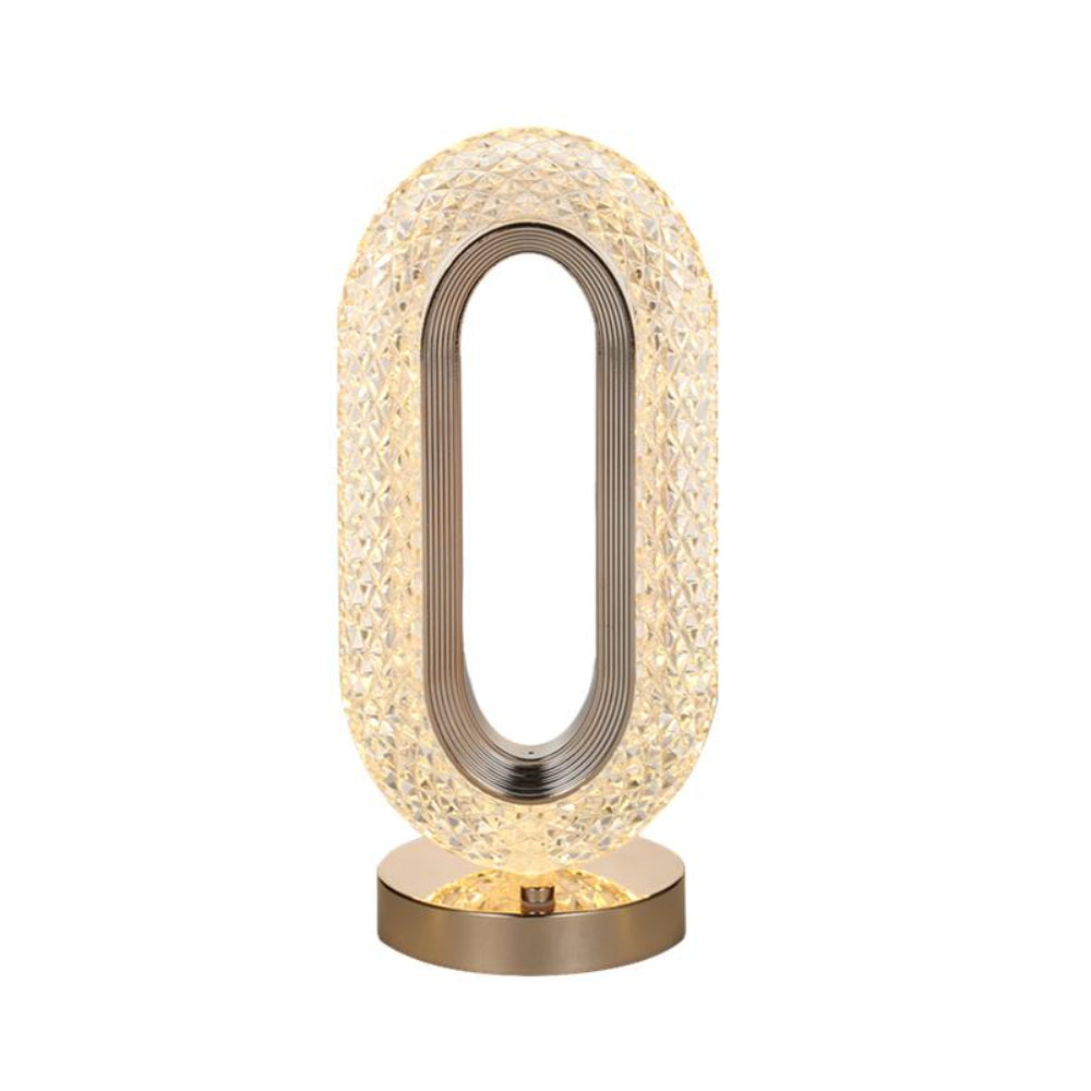 Acrylic Oval Rechargeable Touch Lamp - Brass